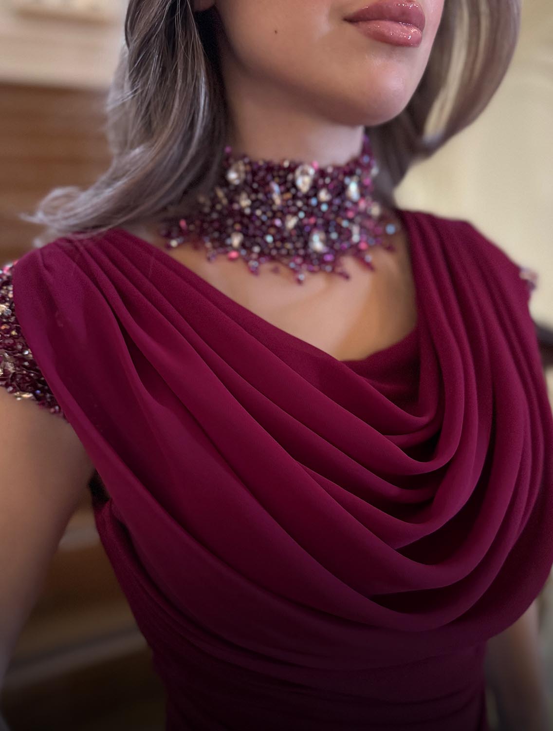 Serena Dress Fuchsia Detail