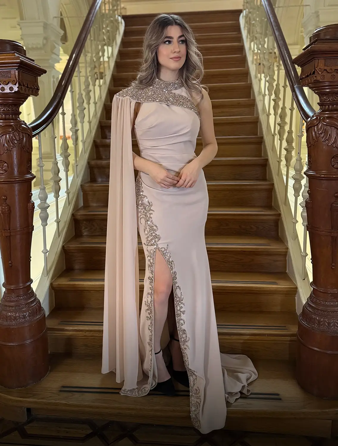 Alice Dress Beige Voor