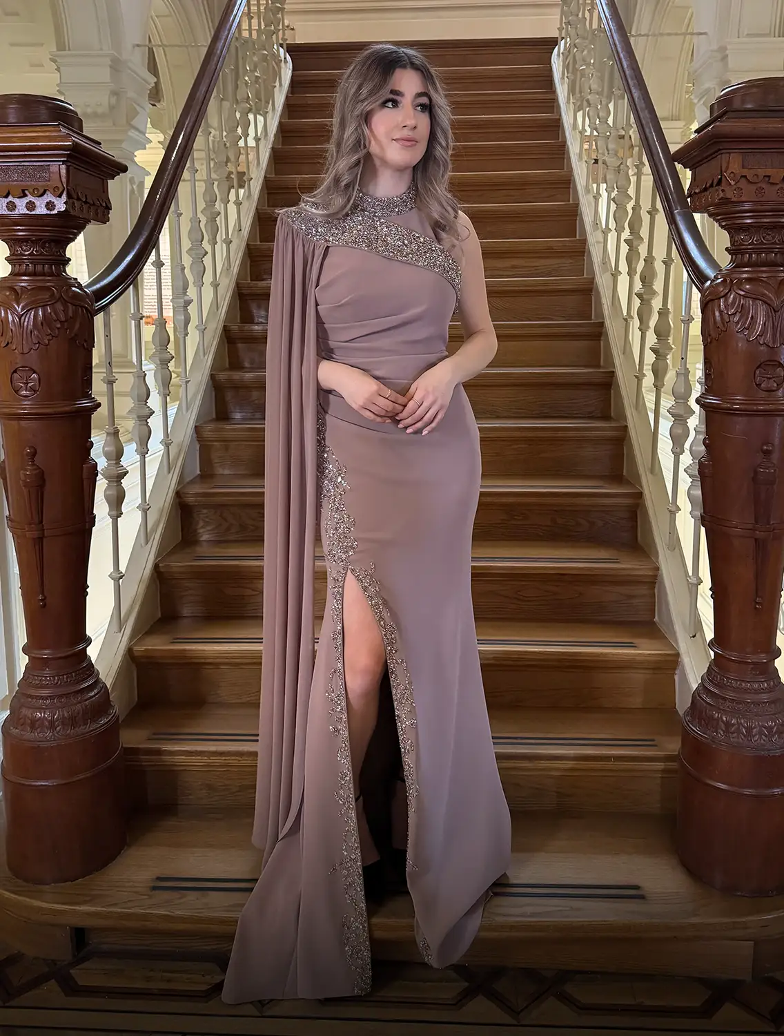 Alice Dress Donker Beige Voor