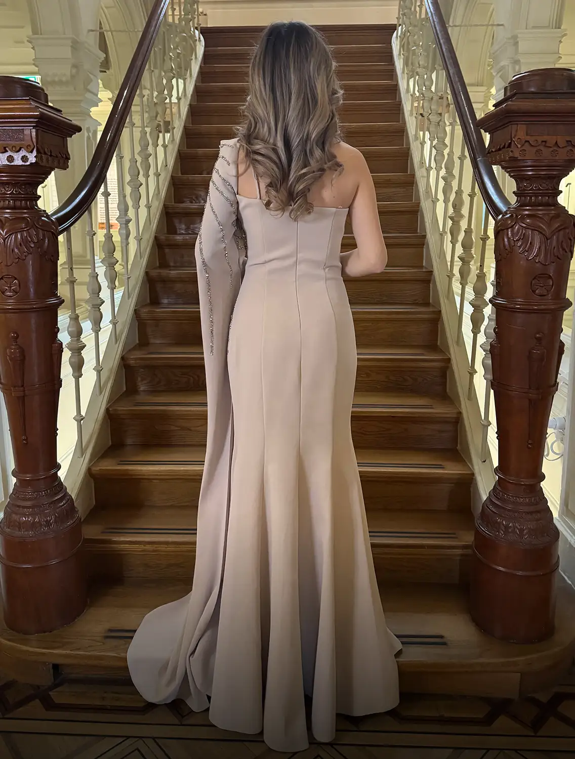 Elvira Dress Beige Achter