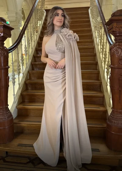 Rosalina Dress Beige Voor