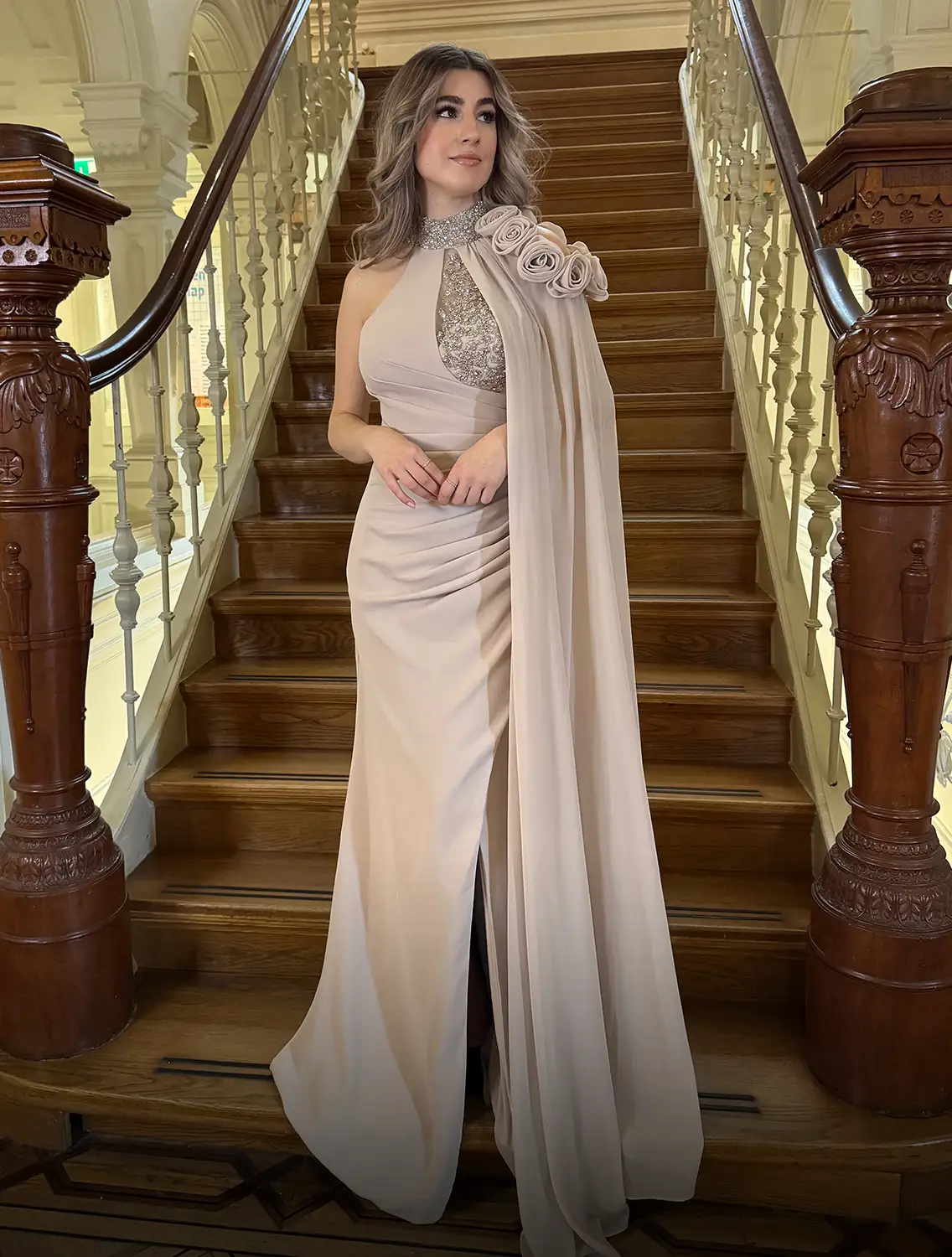 Rosalina Dress Beige Voor