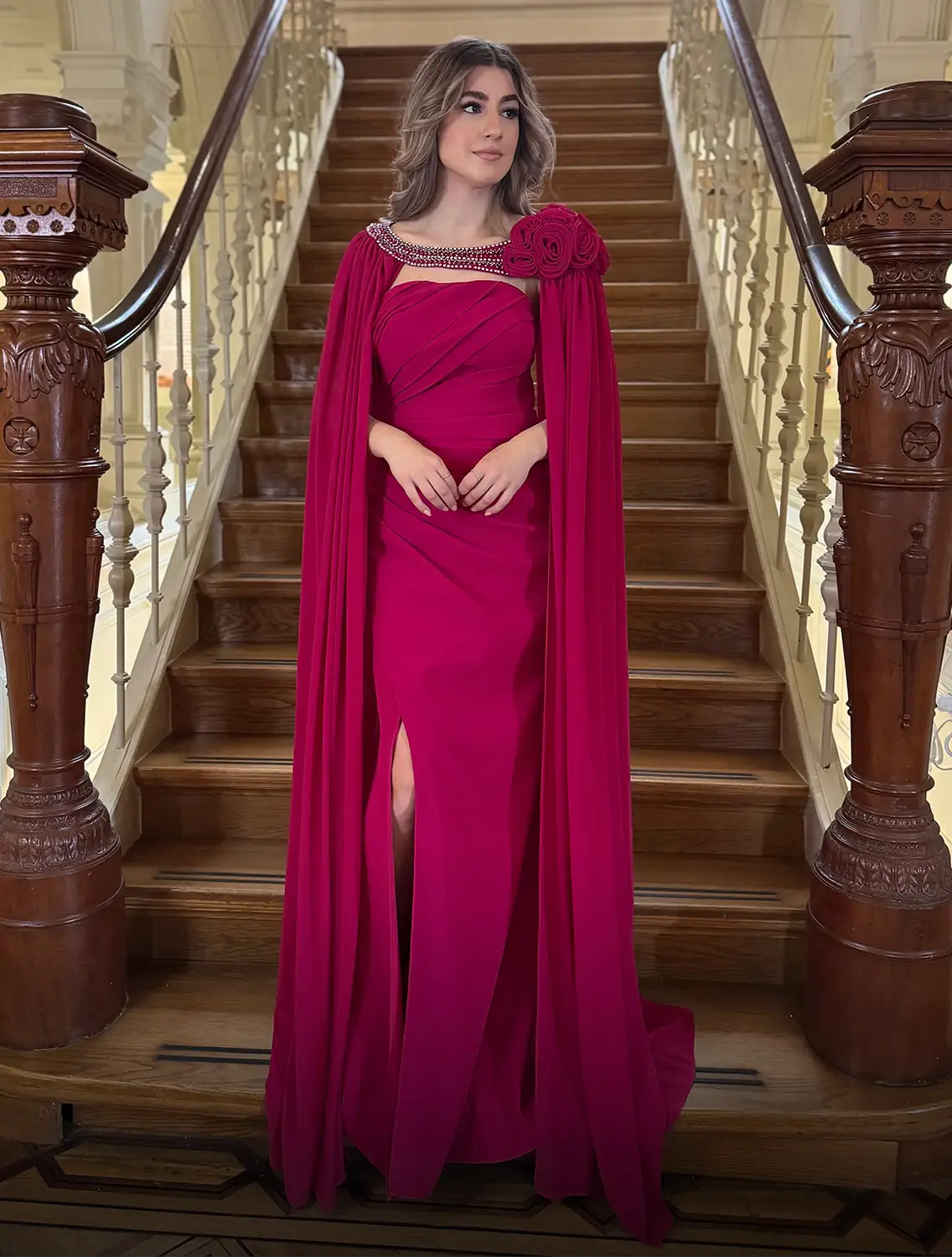 Violetta Dress Fuchsia Voor